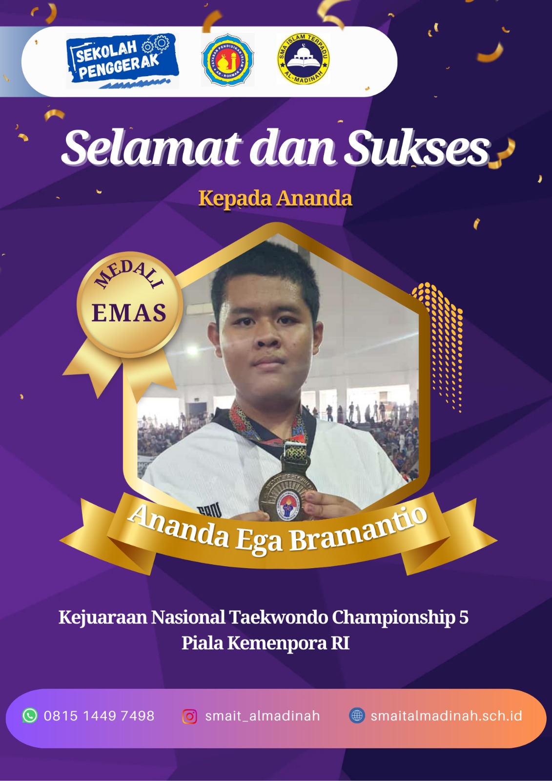 Mendali Emas Taekwondo Championship Piala Kemenpora 2024