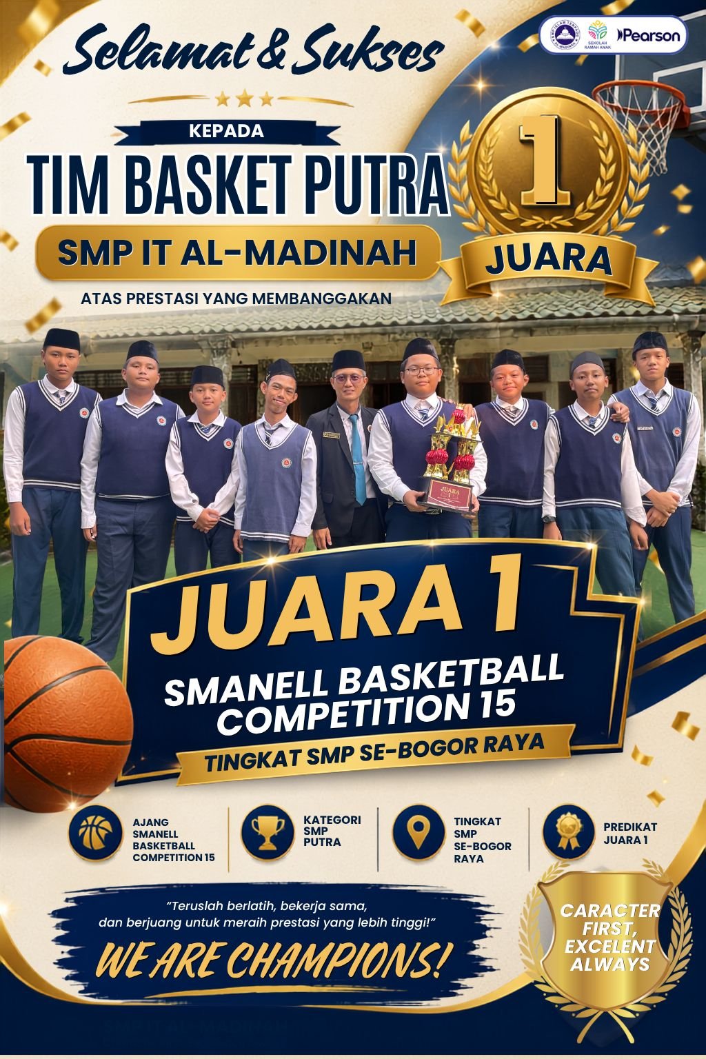 JUARA 1 SMANELL BASKETBALL COMPETITION 15 Tingkat SMP Se-Bogor Raya