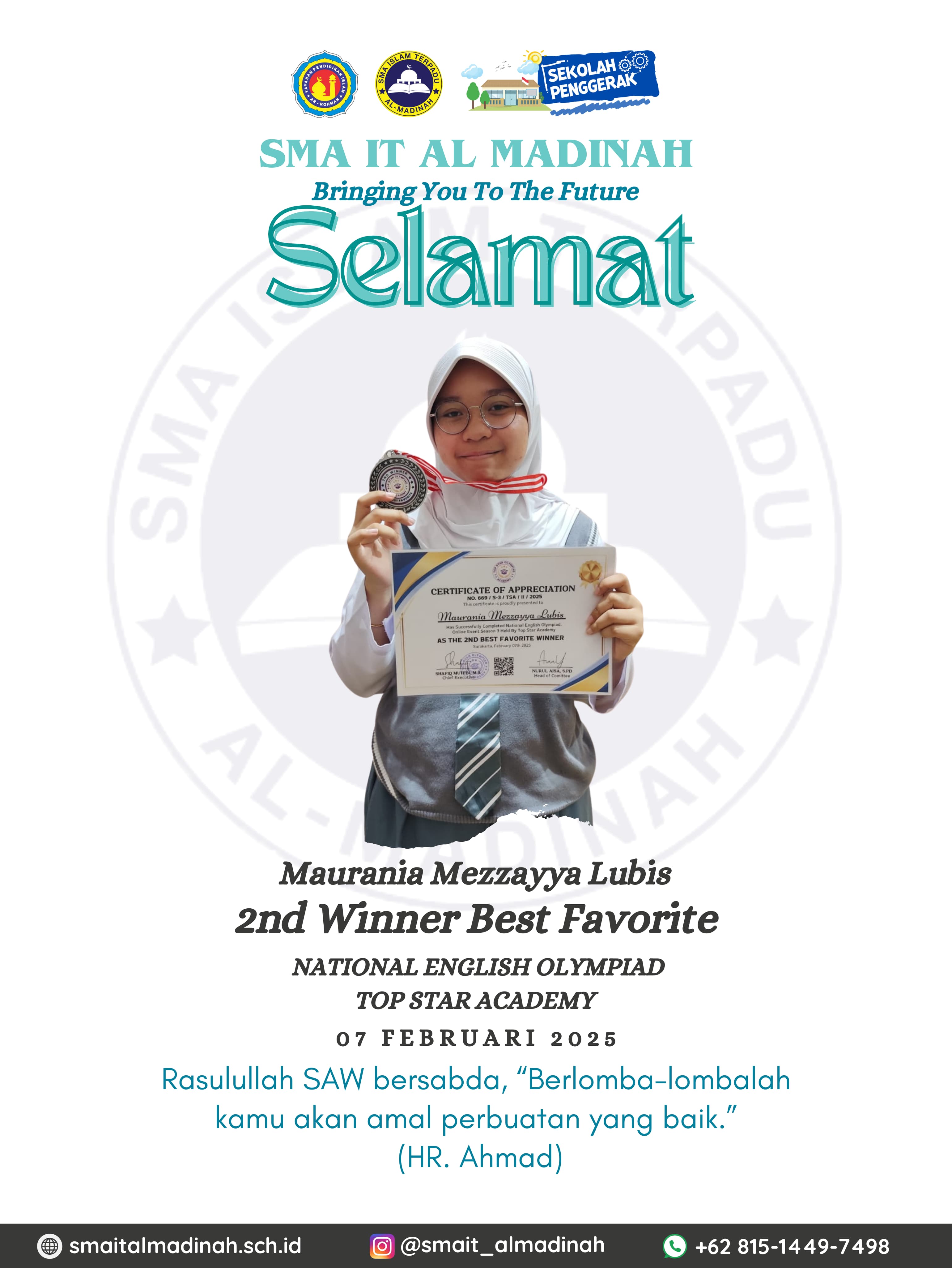 Juara 2 Nasional English Olympiade Top Star Academy 2025