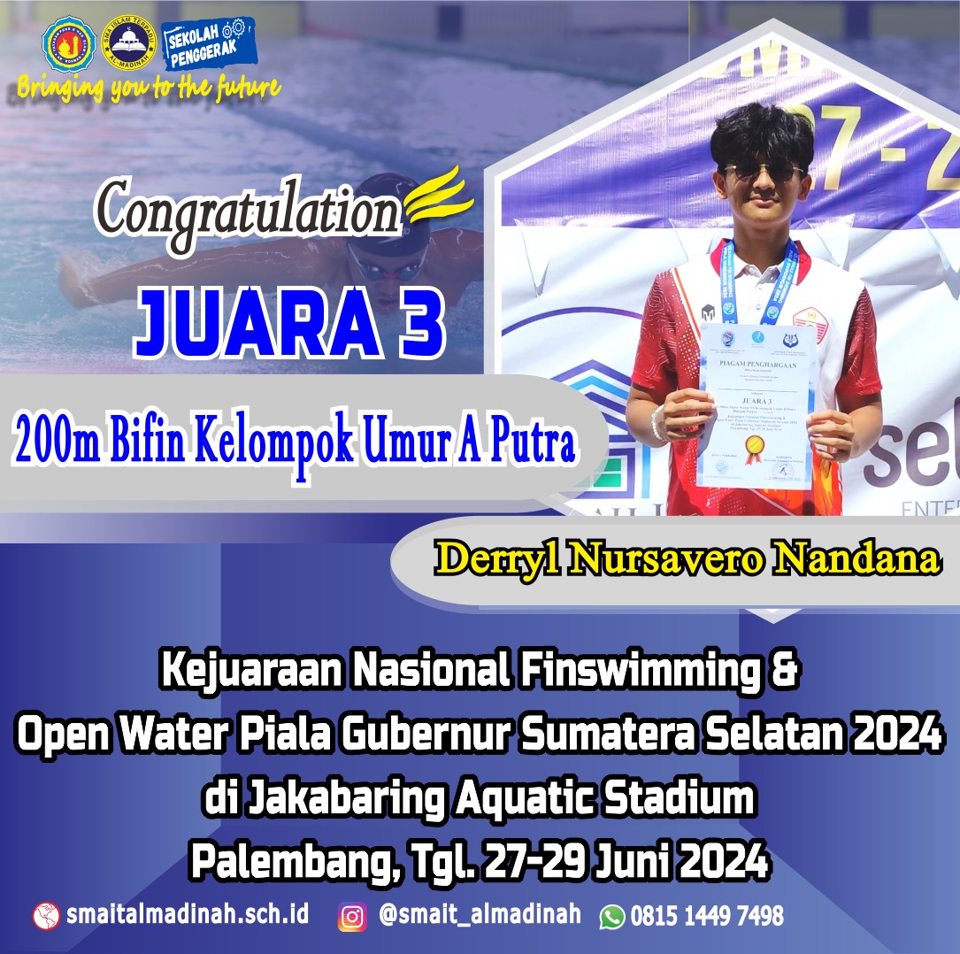 Juara 3 Nasional Finswimming Piala Gubernur Sumatera Selatan 2024